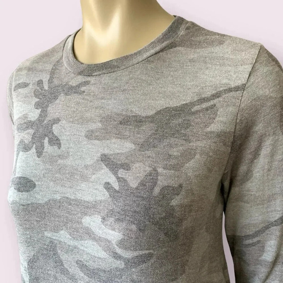 Bombom New Camouflage Long Sleeves Tunic T Shirt Knit Tops Size S Charcoal Gray - Picture 7 of 16